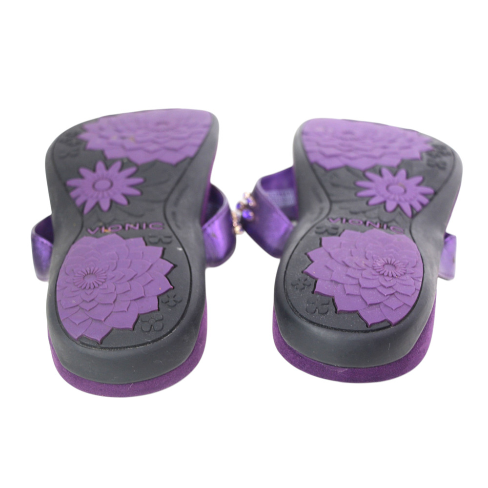 Vionic PURPLE FAUX LEATHER FLIP FLOP SANDALS MULES SHOES Size 9 US/40 EU - Picture 8 of 11